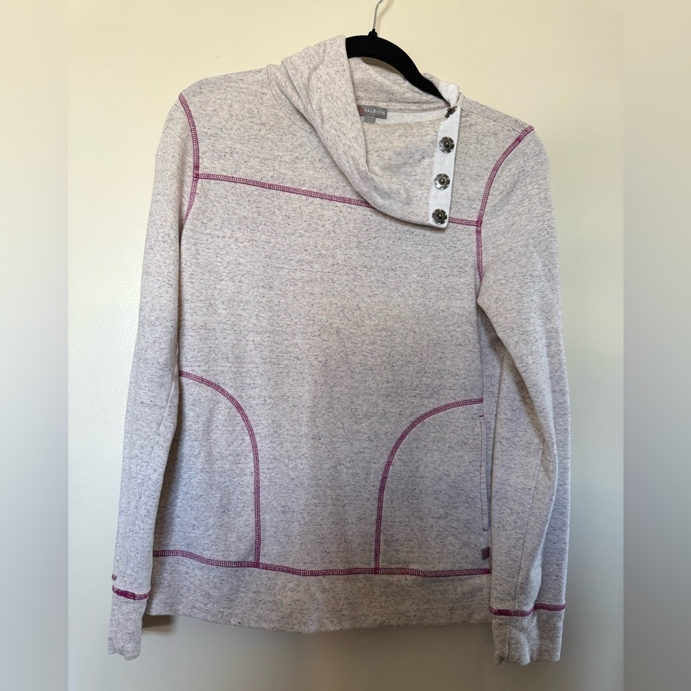 Talbots Asymmetrical Snap Neck Pullover with Pockets in Size Small